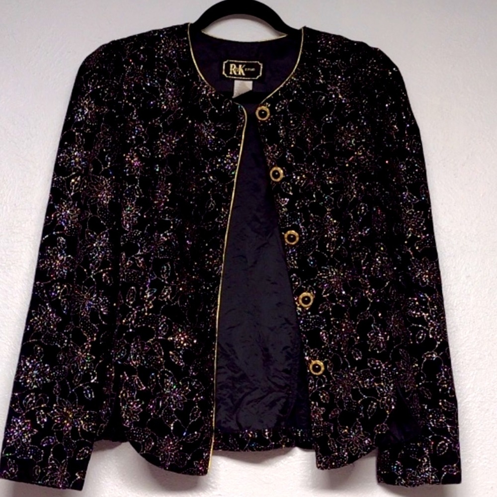 Vintage Jacket/blazer with a glitter floral design.